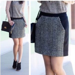 J. Crew Black and White Herringbone Mini Skirt